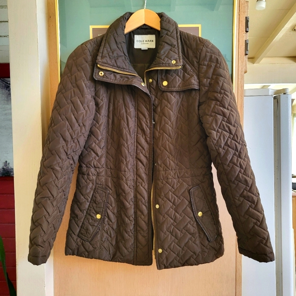 Cole Haan Women's Quilted Brown Jacket petite